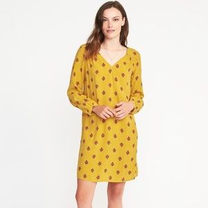 Mustard floral vneck dress